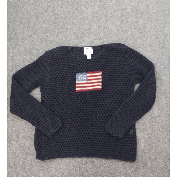 Christopher & Banks Sweaters - Vtg Christopher & Banks Flag Sweater Womens XL Blue FLAG Patriotic Hand Knit